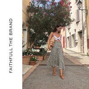 New Faithfull the Brand Vionett Tie Wrap Floral Midi Skirt